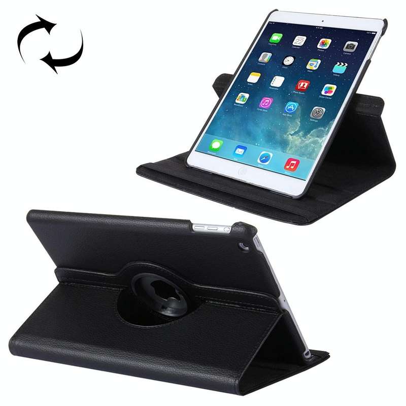 For iPad 9.7 (2018) & iPad 9.7 (2017) & Air 2 & Air 360 Degree Rotation Litchi Texture Leather Ca...