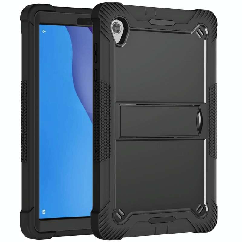 For Lenovo Tab M10 HD Silicone + PC Holder Shockproof Tablet Case(Black)