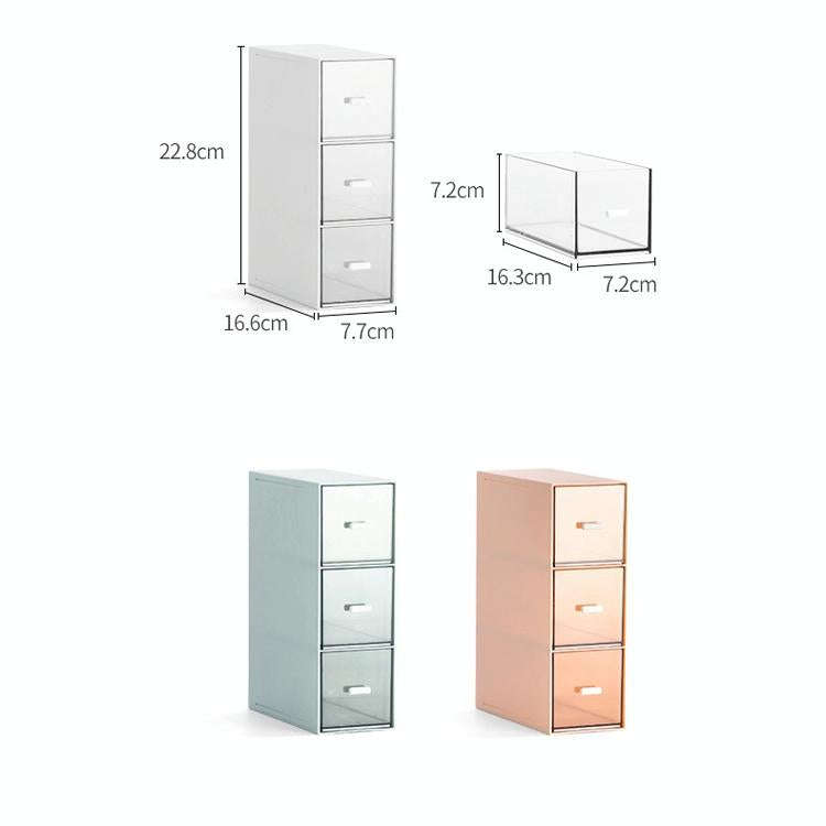 Desktop Drawer Storage Box Cosmetics Office Student Stationery Pen Dormitory Three Grid Desk Rack...