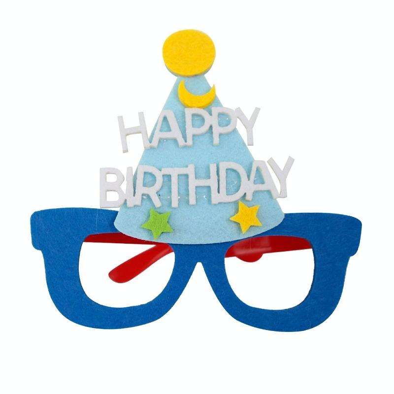 2 PCS Funny Glasses Birthday Party Cartoon Decoration Photo Props, Shape: Blue Birthday Hat