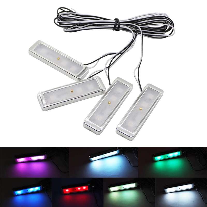 4 PCS Universal Car Colorful LED Inner Handle Light Atmosphere Lights Decorative Lamp DC12V / 0.5...