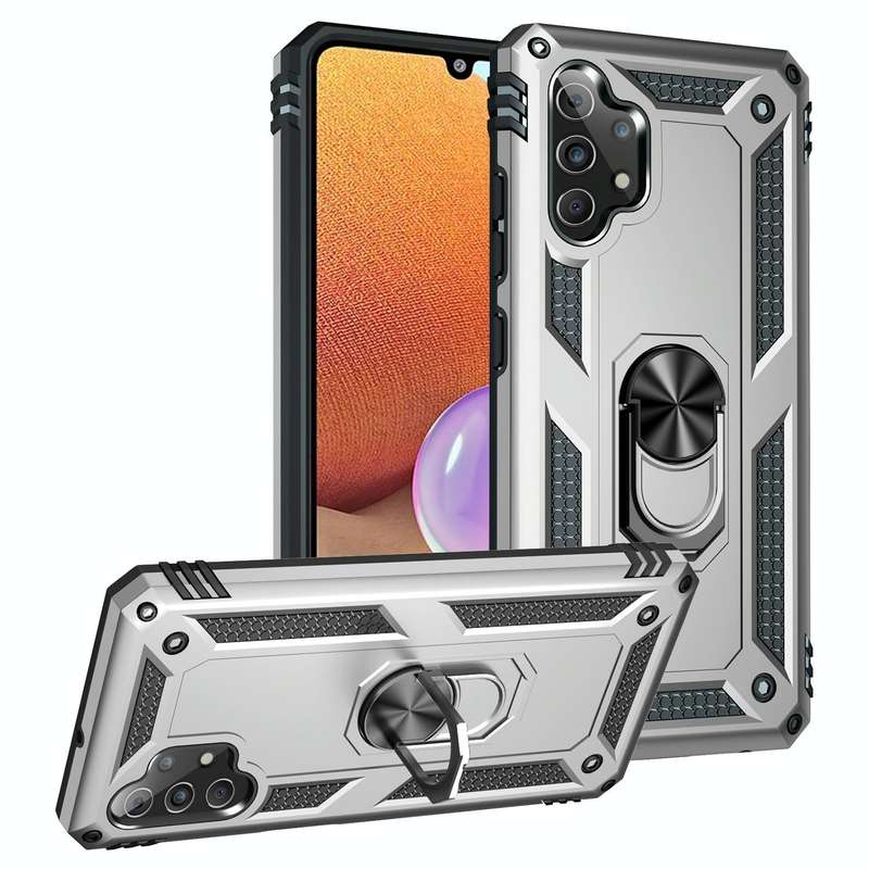 For Samsung Galaxy A53 / A53s Armor Shockproof Phone Case with Ring Holder(Silver)