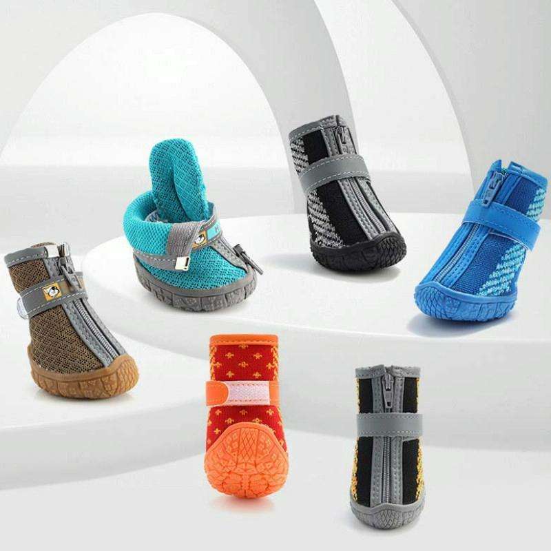 4 PCS / Set Breathable Non-slip Wear-resistant Dog Shoes Pet Supplies, Size: 4.8x5.3cm(Lake Blue)