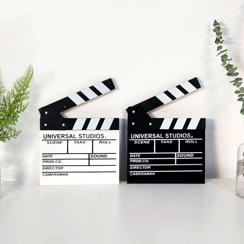 2 PCS Wooden Clapboard Director Film Movie Clapper Board Slate Home Decoration, Random Color Deli...