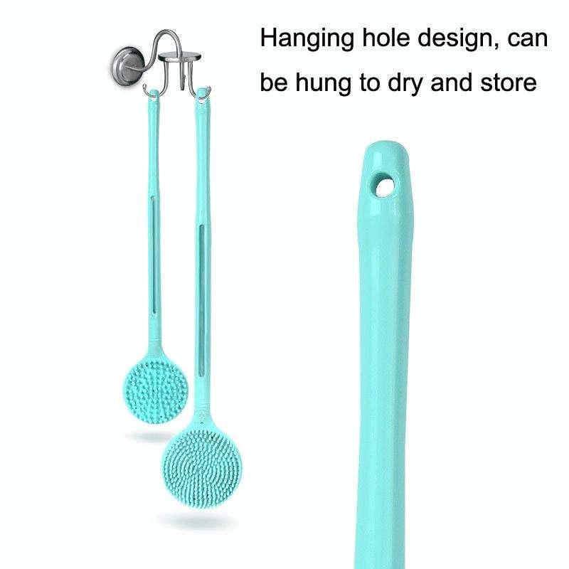 Silicone Massage Long Handle Double Sided Bath Brush(Pink)