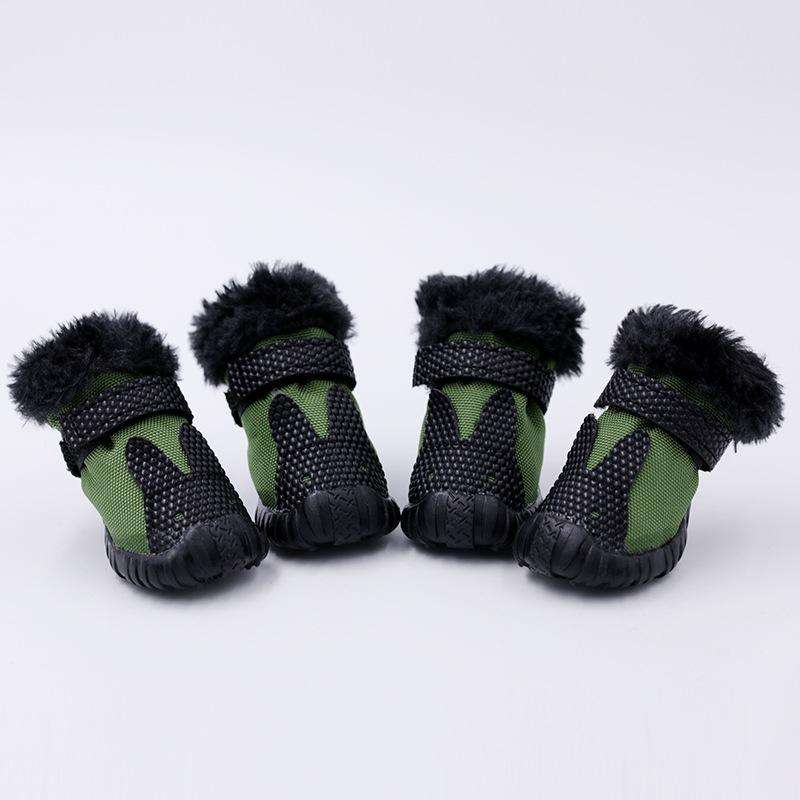 4 PCS/Set Pet AutumnWinter Thicken Cotton Shoes Dog Warm And Non-Slip Shoes, Size: No. 4(Green)