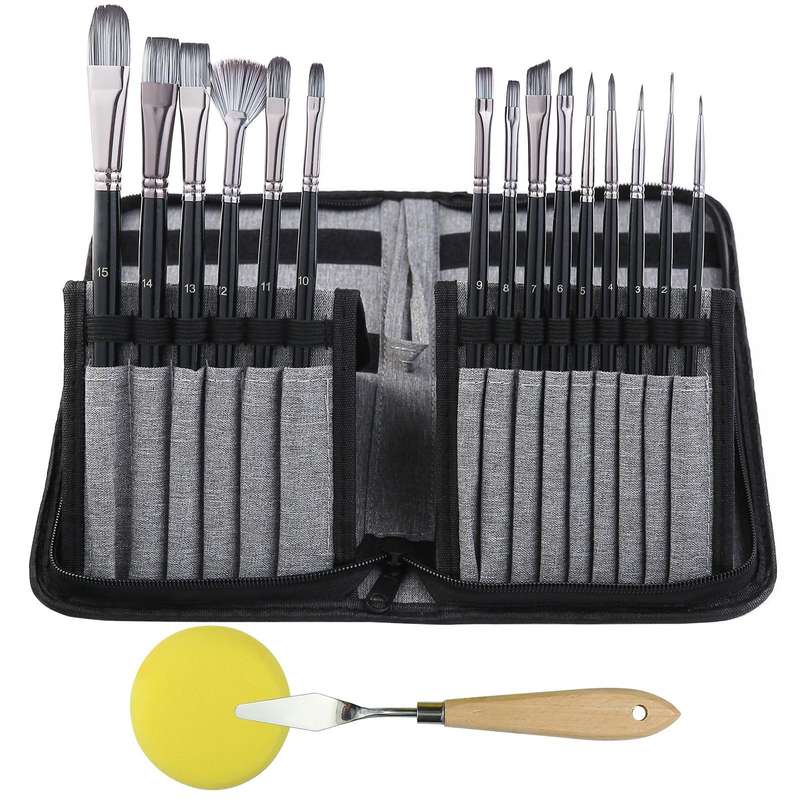 17 in 1 Acrylic Paint Brush Multi-Purpose Nylon Wool Watercolor Paint Brush Art Painting Material...