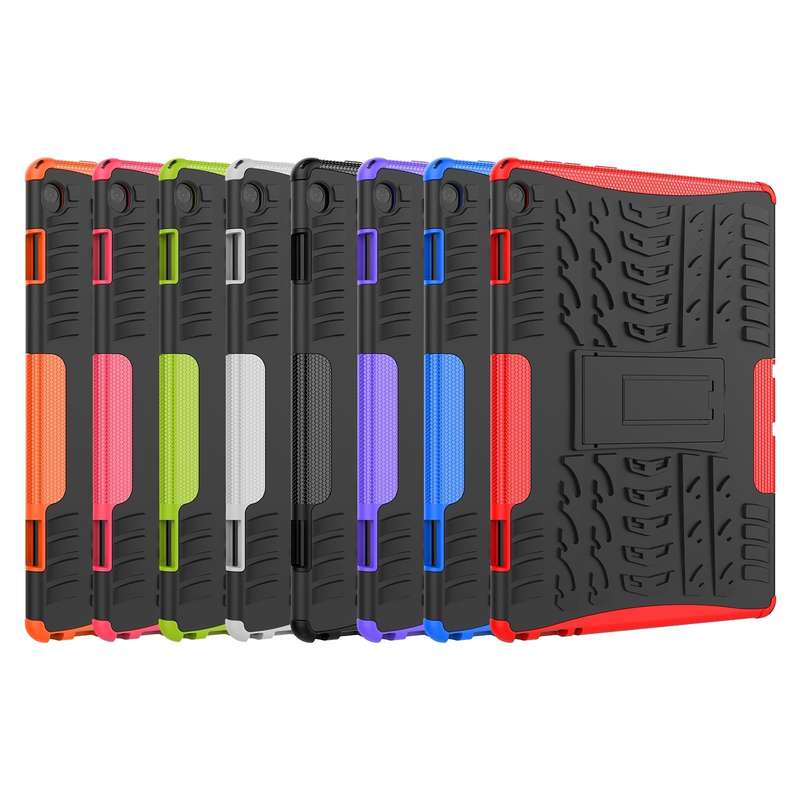 For Lenovo Tab M10 X605 / X505 Tire Texture Shockproof TPU+PC Protective Tablet Case with Holder(...