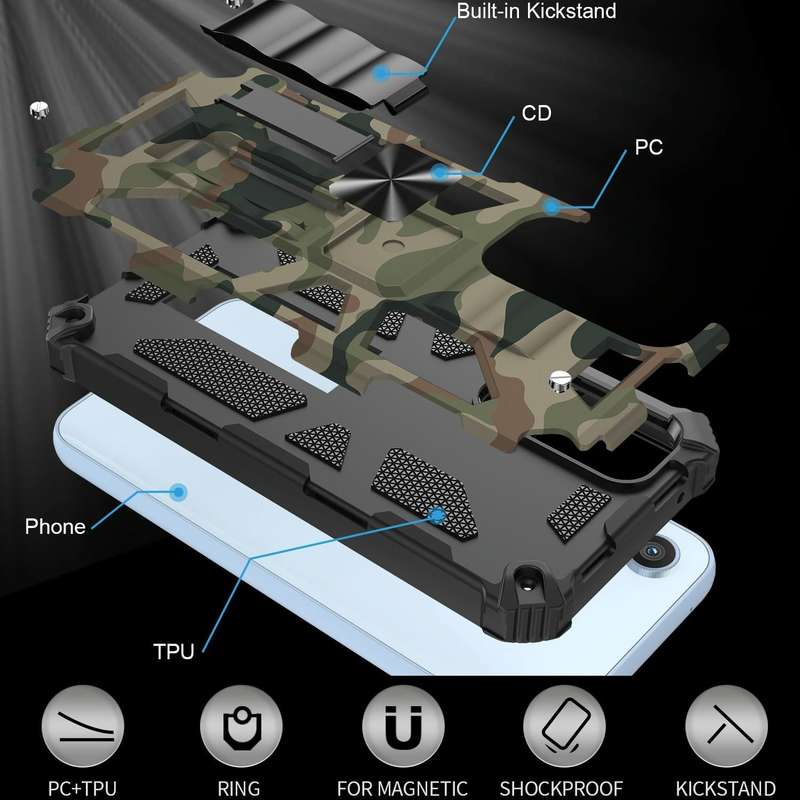 For Samsung Galaxy A54 5G Camouflage Armor Shockproof TPU + PC Magnetic Protective Phone Case wit...