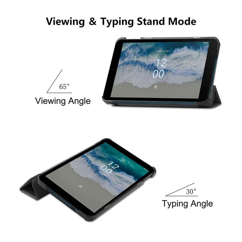 For Nokia T10 ENKAY Tri-fold Custer Texture Leather Smart Tablet Case(Black)