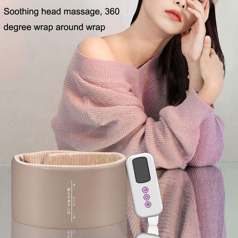 JKQ-121 Head Massager Multifunctional Hot Compress Headache Sleep Aid Head Therapy Instrument(Camel)