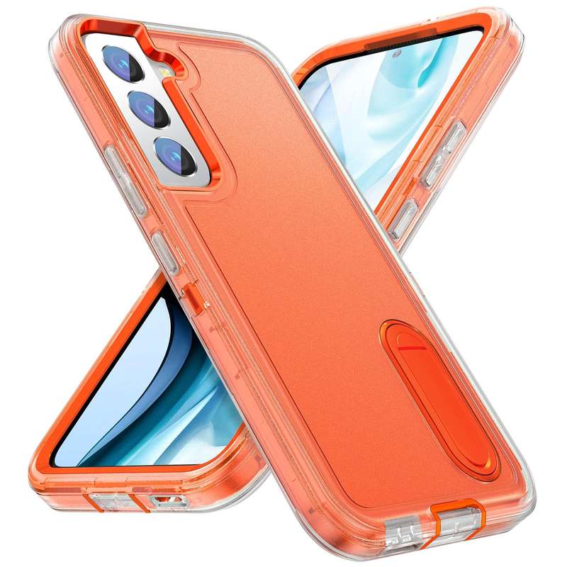For Samsung Galaxy S23 5G 3 in 1 Rugged Holder Phone Case(Transparent)
