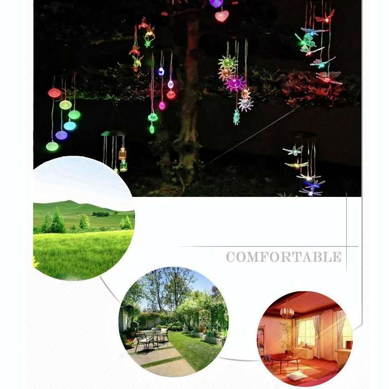 Outdoor Solar Wind Chime Lamp Courtyard Garden Decoration Led Landscape Lamp Ornaments, Style:Col...