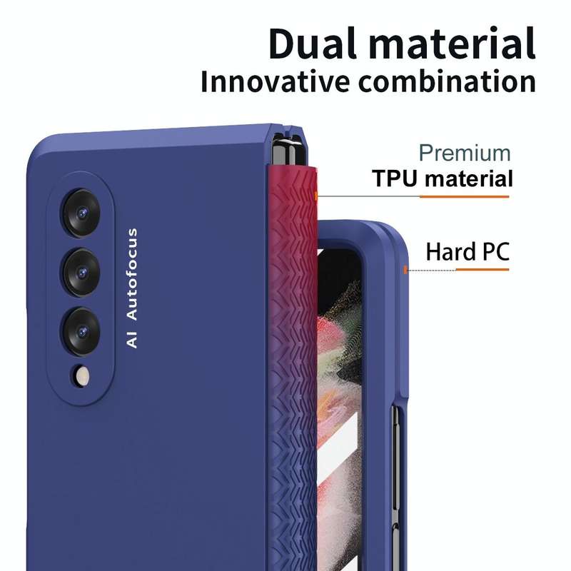 For Samsung Galaxy Z Fold3 5G 360 Full Body TPU Hinge Flip Phone Case(Blue)