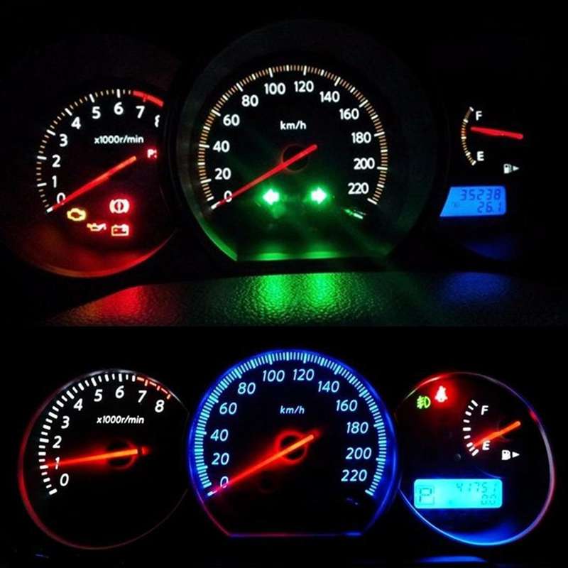 10 PCS 0.4W B8.5 Wedge Instrument Panel COB LED Light Dashboard Gauge Cluster Indicator Lamp Bulb...