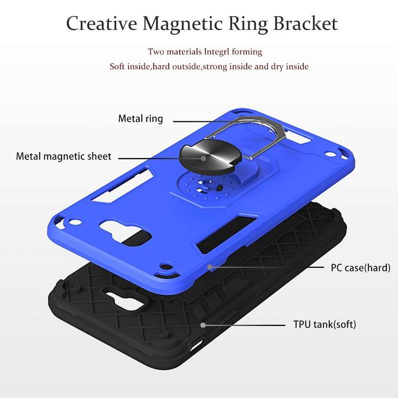 For Samsung Galaxy J5 Prime 2 in 1 Armour Series PC + TPU Protective Case with Ring Holder(Dark B...