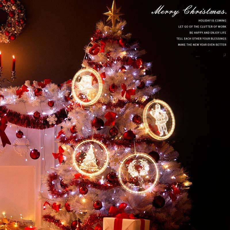 Christmas Decoration Light LED Holiday 3D Hanging Lamp, Power:Battery(house)