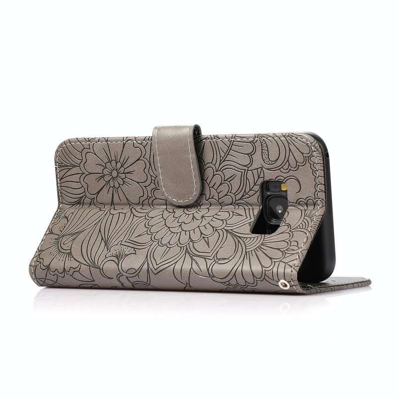 For Samsung Galaxy S8+ Skin Feel Embossed Sunflower Horizontal Flip Leather Case with Holder & Ca...