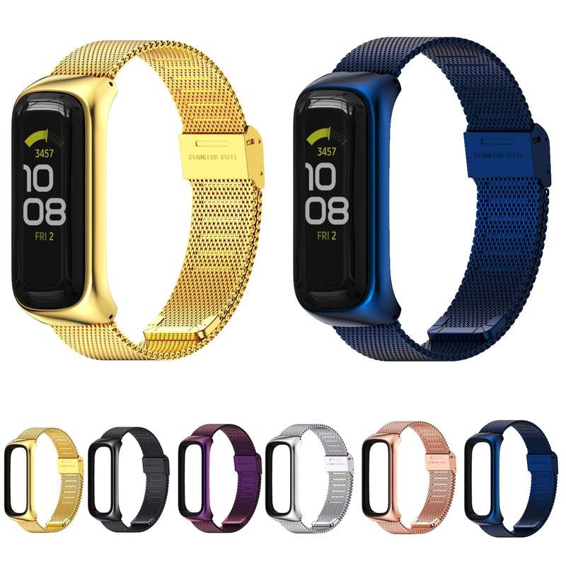 For Samsung Galaxy Fit 2 MIJOBS Milan Buckle Stainless Steel Watch Band(Rose Gold)