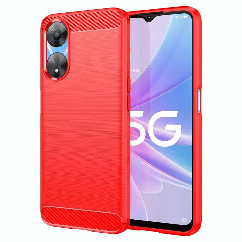 For OPPO A78 5G Brushed Texture Carbon Fiber TPU Phone Case(Red)