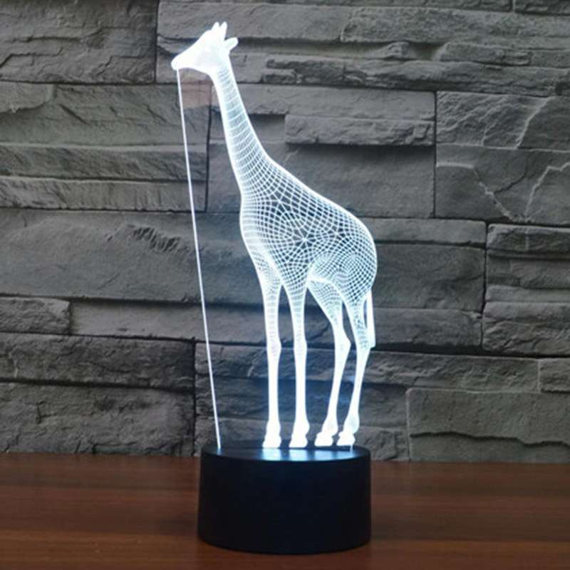 Giraffe Style 3D Touch Switch Control LED Light , 7 Color Discoloration Creative Visual Stereo La...