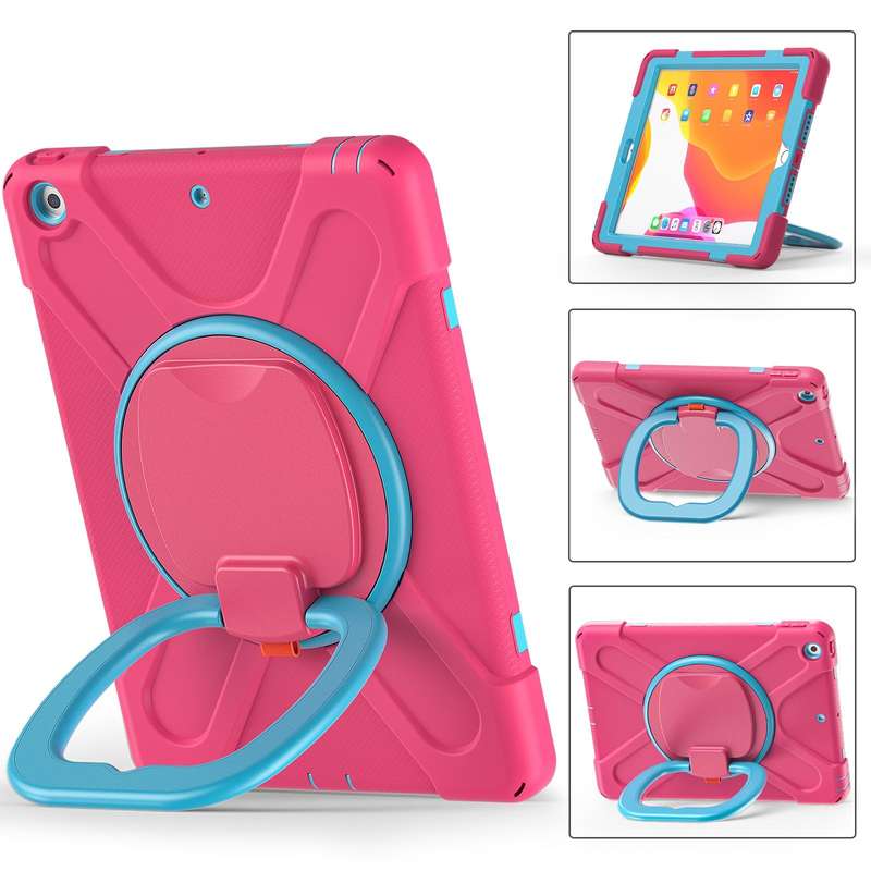 For Apple iPad 10.2 2021 / 2020 / 2019 Contrast Color Silicone + PC Protective Case with Holder &...