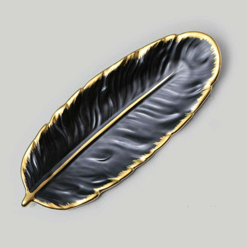 Phnom Penh Ceramic Dessert Plate Feather Plate Banana Leaf Fruit Dried Fruit Storage Tray, Size: ...