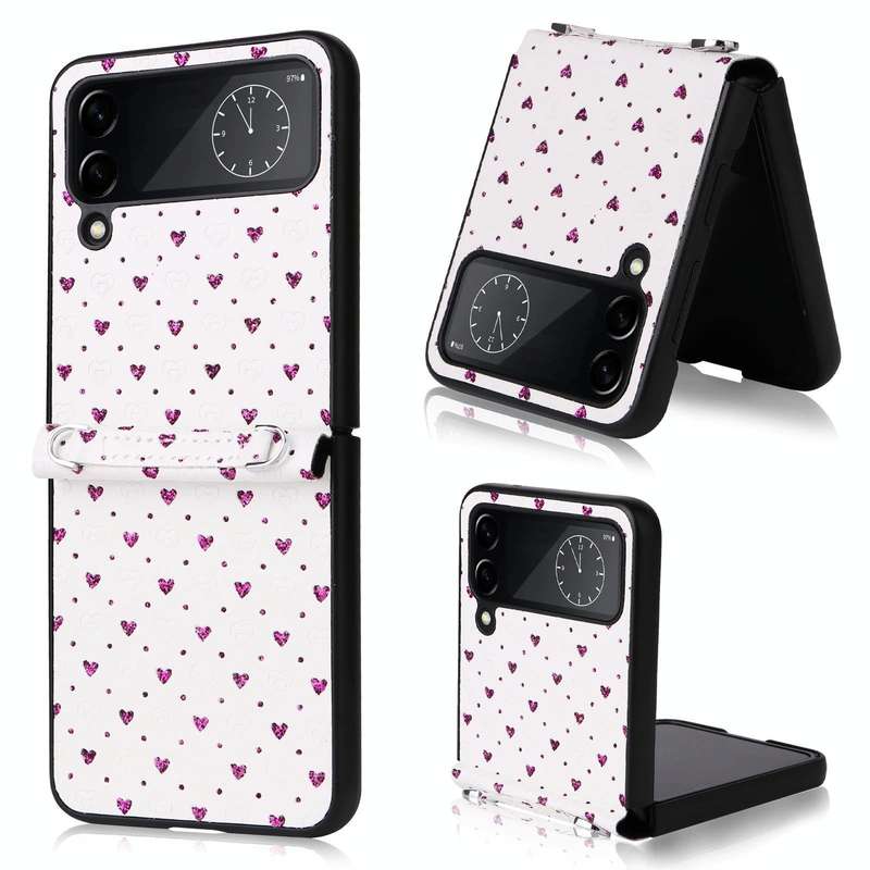 For Samsung Galaxy Z Flip4 5G Colorful Love Lanyard Phone Case(Purple)