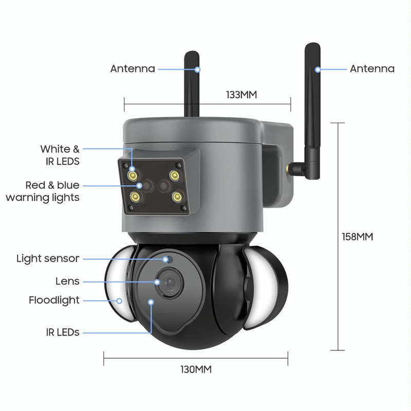 ST-429-4M-TY-4G 4MP 4G Smart Security Floodlight Camera Support Two-way Audio / Night Vision, EU ...
