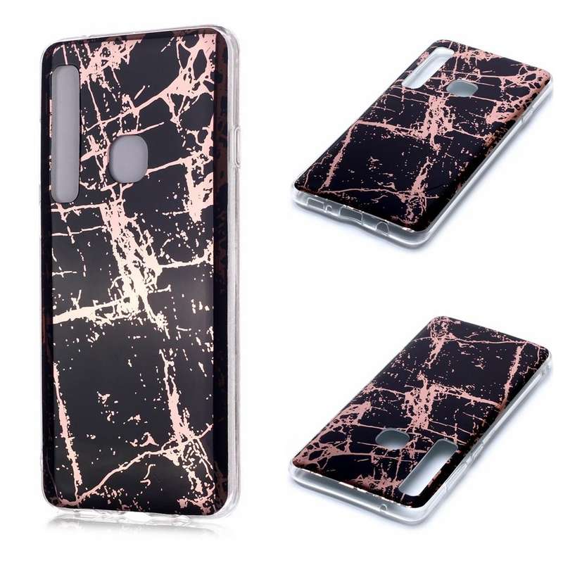 For Galaxy A9 (2018) / A9s Plating Marble Pattern Soft TPU Protective Case(Black Gold)