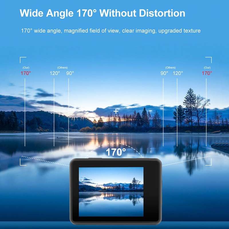 5K/30FPS WIFI HD Anti-Shake Remote Touch Dual-Screen IP68 Waterproof Sports Camera, Style: Camera...