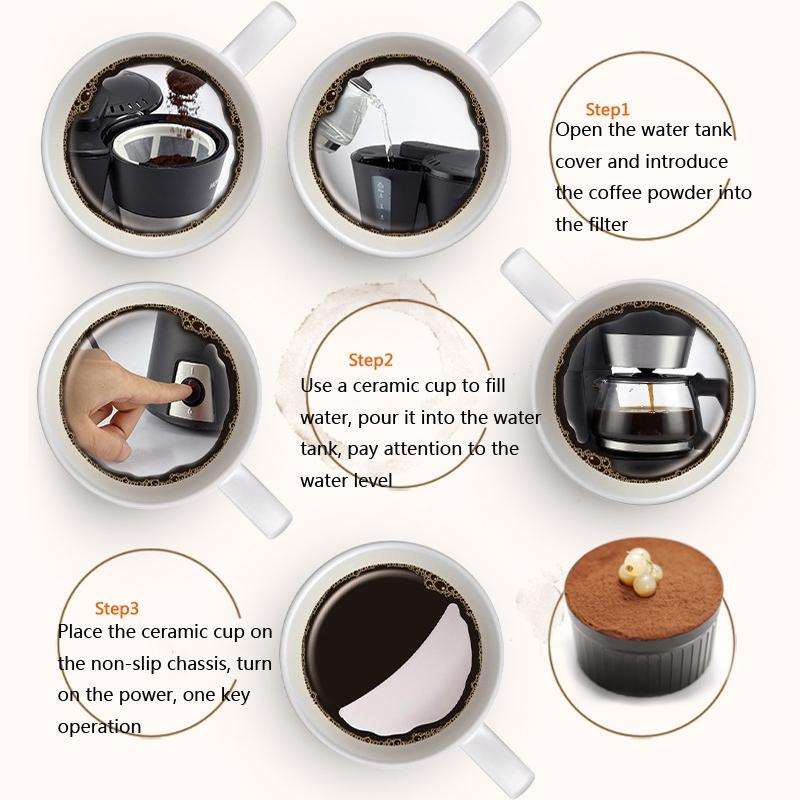 Homezest Household Small Coffee Machine Fully Automatic Portable Mini Single Cup Coffee Maker, St...