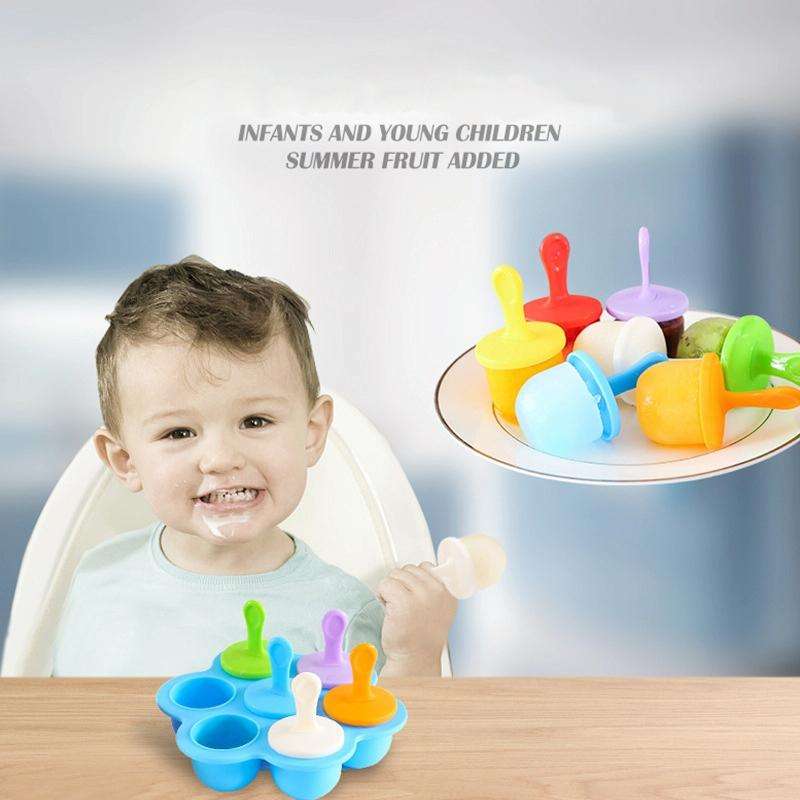 Silicone Mini Ice Pops Mold Ice Cream Ball Lolly Maker Popsicle Molds Baby DIY Food Supplement To...