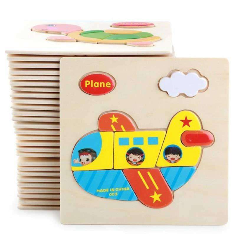 2 PCS Educational Toddler Wooden Toy Cartoon Animal 3D Puzzle(Leopard)
