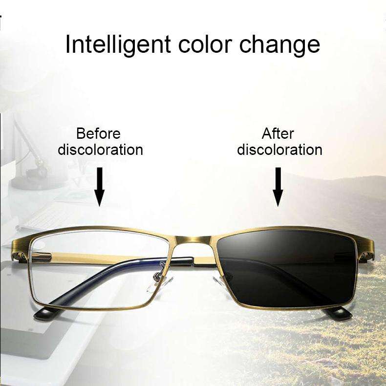 Dual-purpose Photochromic Presbyopic Glasses, +2.00D(Gold)