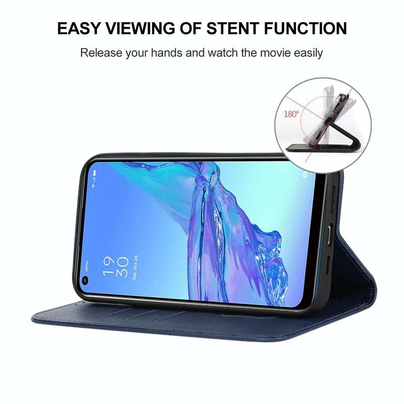 For OPPO A53s Magnetic Closure Leather Phone Case(Blue)