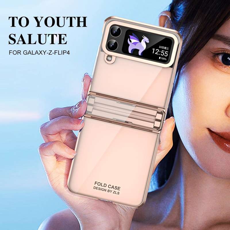 For Samsung Galaxy Z Flip4 5G Electroplating Phantom Series PC Folding Case with Hinge(Rose Gold)