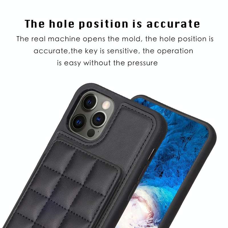 For iPhone 11 Grid Card Slot Holder Phone Case(Black)