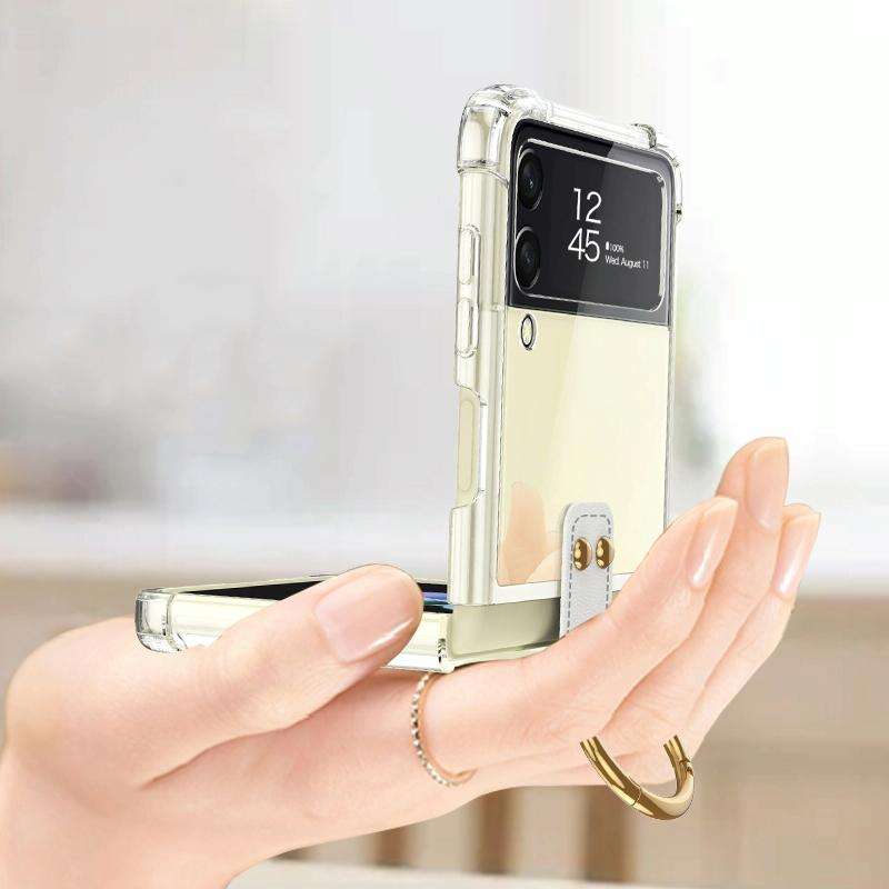 For Samsung Galaxy Z Flip3 5G GKK Shockproof Airbag Phone Case with Ring Holder & Stylus Pen(Tran...