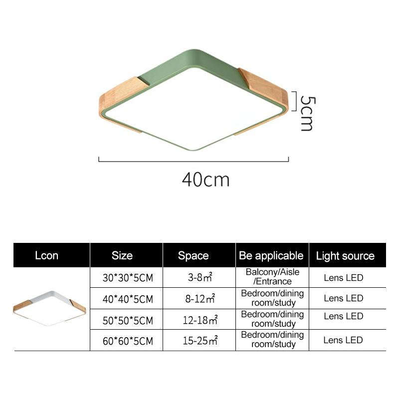 Wood Macaron LED Square Ceiling Lamp, White Light, Size:30cm(Yellow)