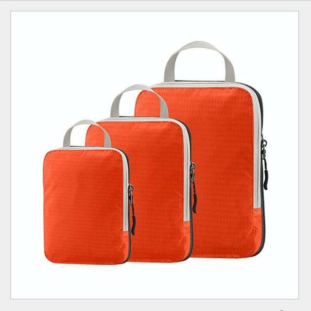 3 in 1 Travel Bag Storage Organizer Set Bags Shoe Luggage Suitcase Clothes Organizer(Orange)