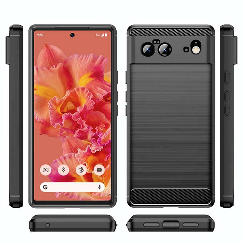 For Google Pixel 6 Brushed Texture Carbon Fiber TPU Case(Black)