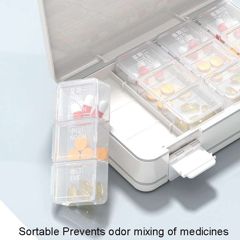 24 Grid Large Capacity Sealing Pills Case 3 Times A Day 7 Day Medicine Organizer Box(White)