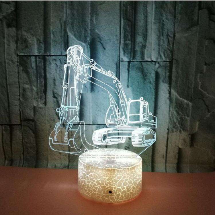 3W Excavator 3D Light Colorful Touch Control Light Creative Small Table Lamp with Black Base, Sty...
