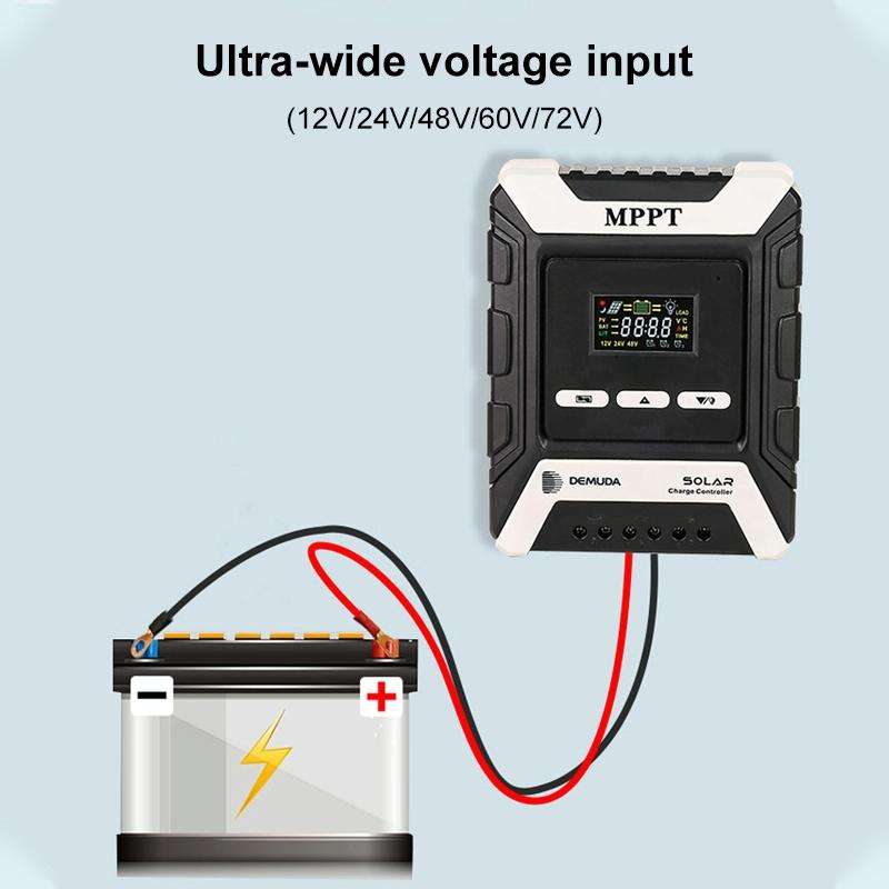 MPPT Solar Controller 12V / 24V / 48V Automatic Identification Charging Controller with Dual USB ...