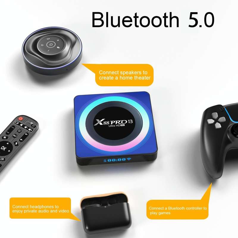 Acrylic X88 Pro 13 8K Ultra HD Android 13.0 Smart TV Box with Remote Control, RK3528 Quad-Core, 2...