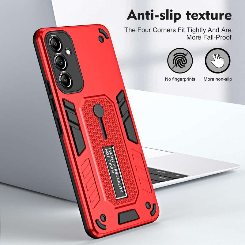 For Samsung Galaxy A34 5G Variety Brave Armor Finger Loop Holder Phone Case(Red)