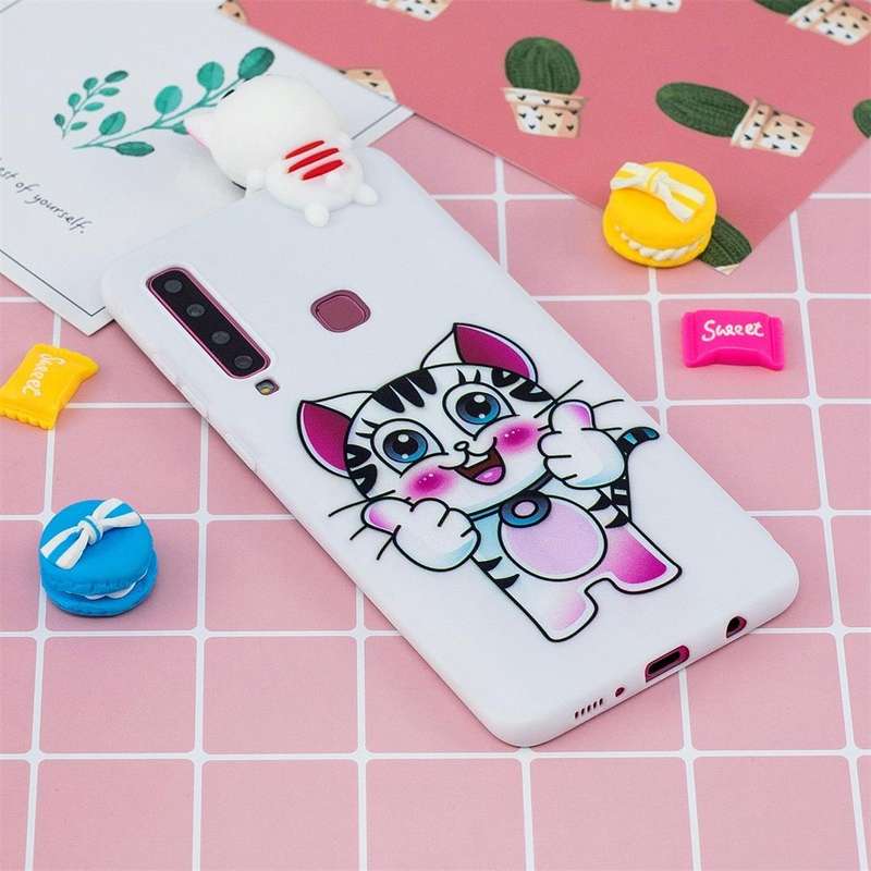 For Galaxy A9 (2018) Shockproof Cartoon TPU Protective Case(Cat)