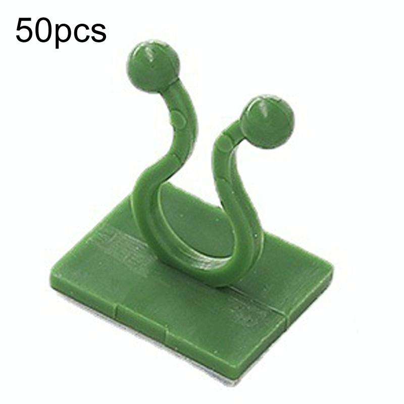 Large 50pcs Plant Climbing Wall Buckle Vine Traceless Plant Fixer Self-Adhesive Hooks(Green)