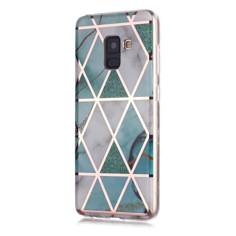 For Galaxy A8 (2018) Plating Marble Pattern Soft TPU Protective Case(Green White)